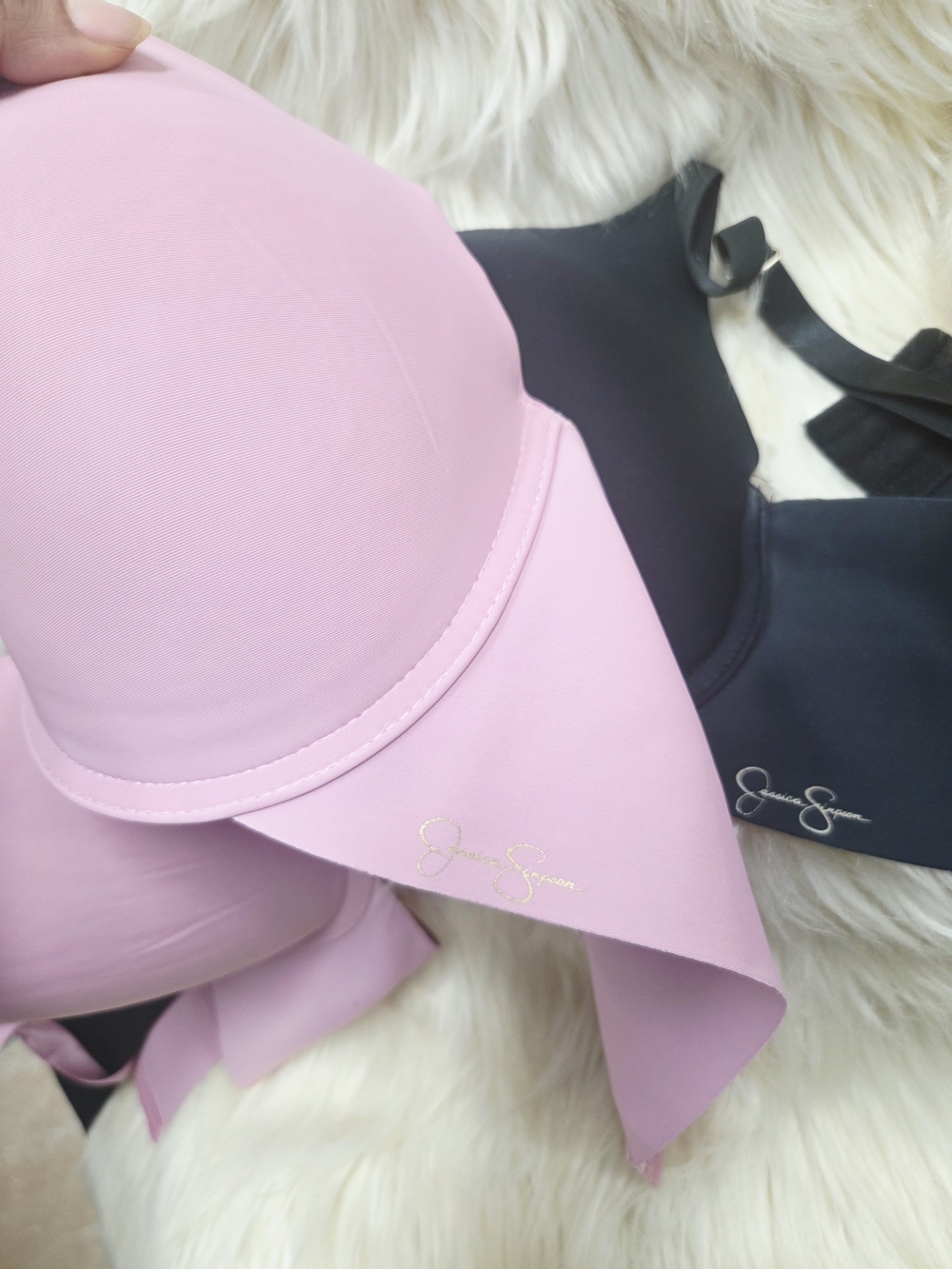Jessica Simpson 2pk Pink and Black Strapless Seamless Bra Set with Decorative Fl